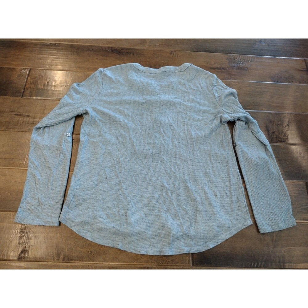 JANE AND DELANCEY Women's long-sleeve roll tab henley waffle shirt top - M - Picture 4 of 11